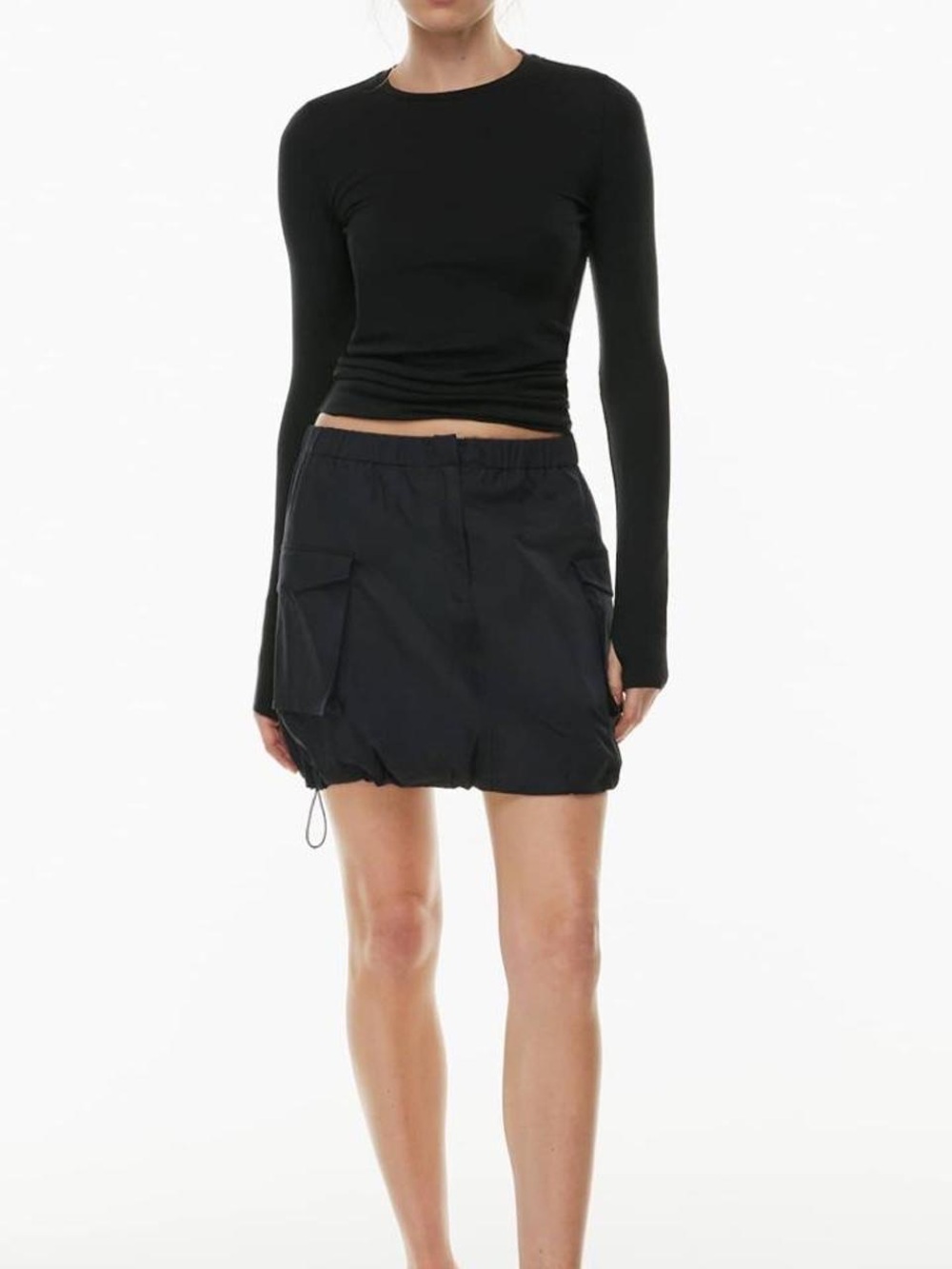 Aritzia Black Cargo Drawstring Mini Skirt